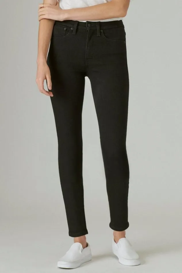 Women Lucky Brand Jeans High Rise Bridgette Skinny Clean Black