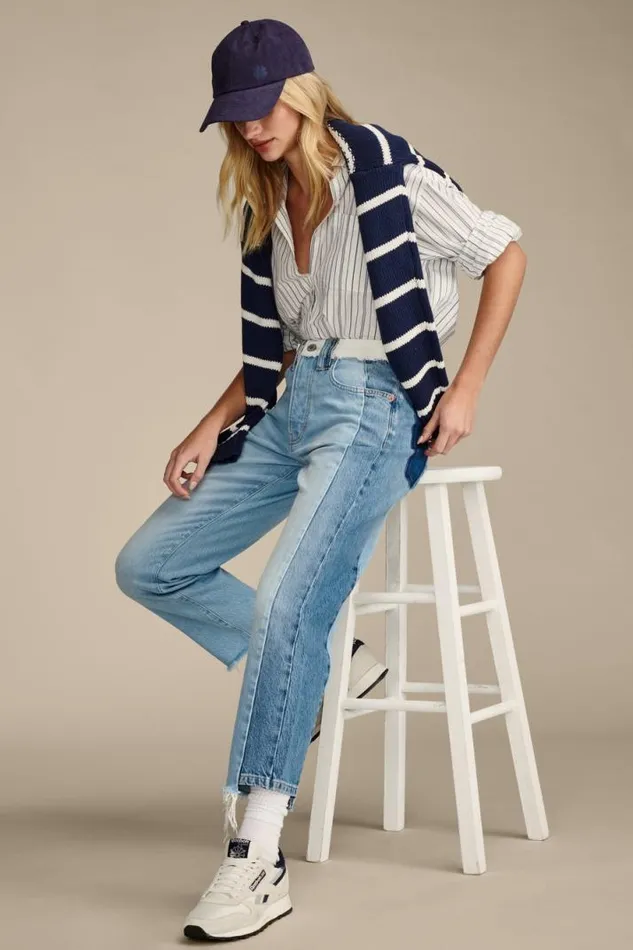 Women Lucky Brand Jeans Lucky Legend 90s Loose Crop Pieced Together