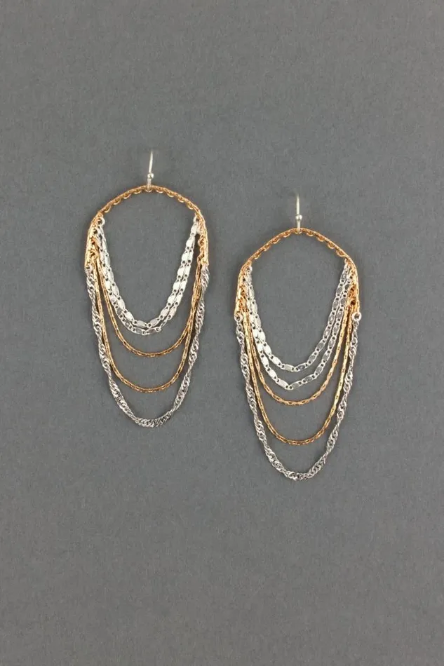Women Lucky Brand Jewelry Drama Two Tone Chain Earring Two Tone