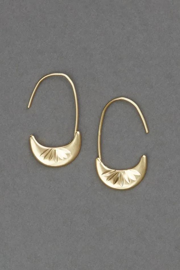 Women Lucky Brand Jewelry Etch Threader Hoop Earring Gold