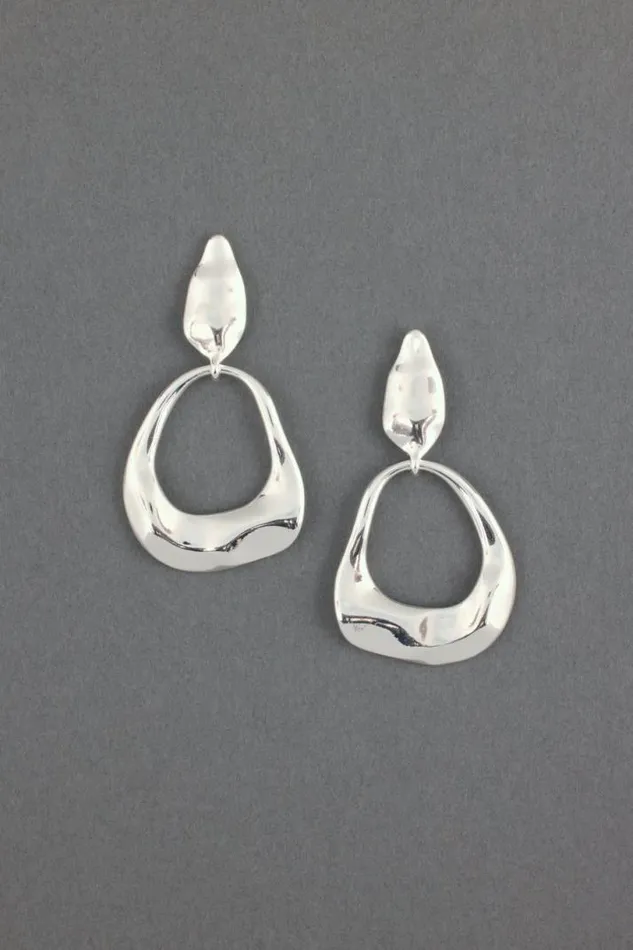 Women Lucky Brand Jewelry Modern Hammered Metal Drop Earrings Silver