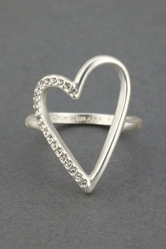 Women Lucky Brand Jewelry Open Heart Pave Ring Gold
