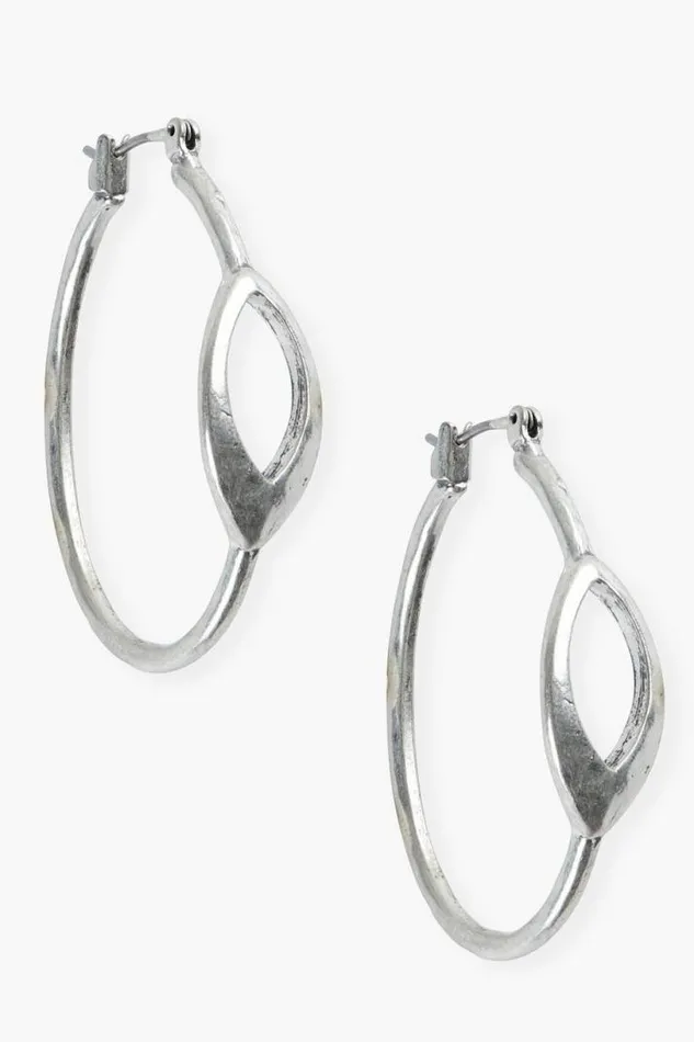 Women Lucky Brand Jewelry Open Hoop Earring Silver