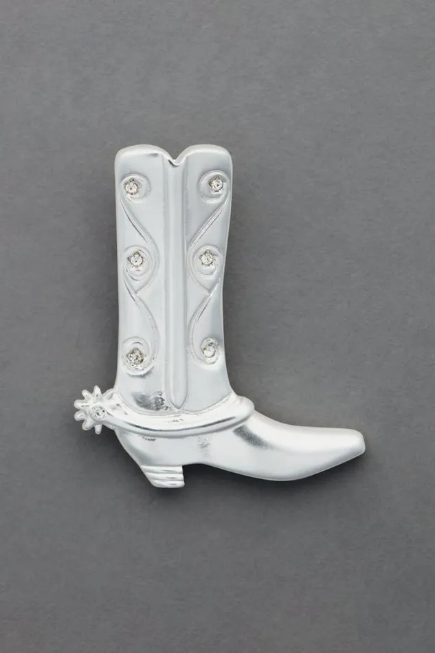 Women Lucky Brand Jewelry Pave Cowboy Boot Pin Silver