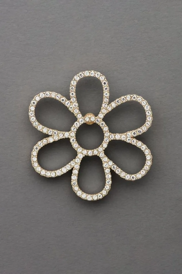 Women Lucky Brand Jewelry Pave Gold Flower Brooch Gold