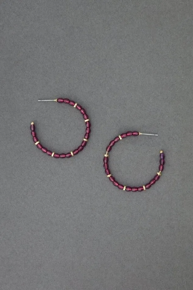 Women Lucky Brand Jewelry Pink Beaded Hoop Gold