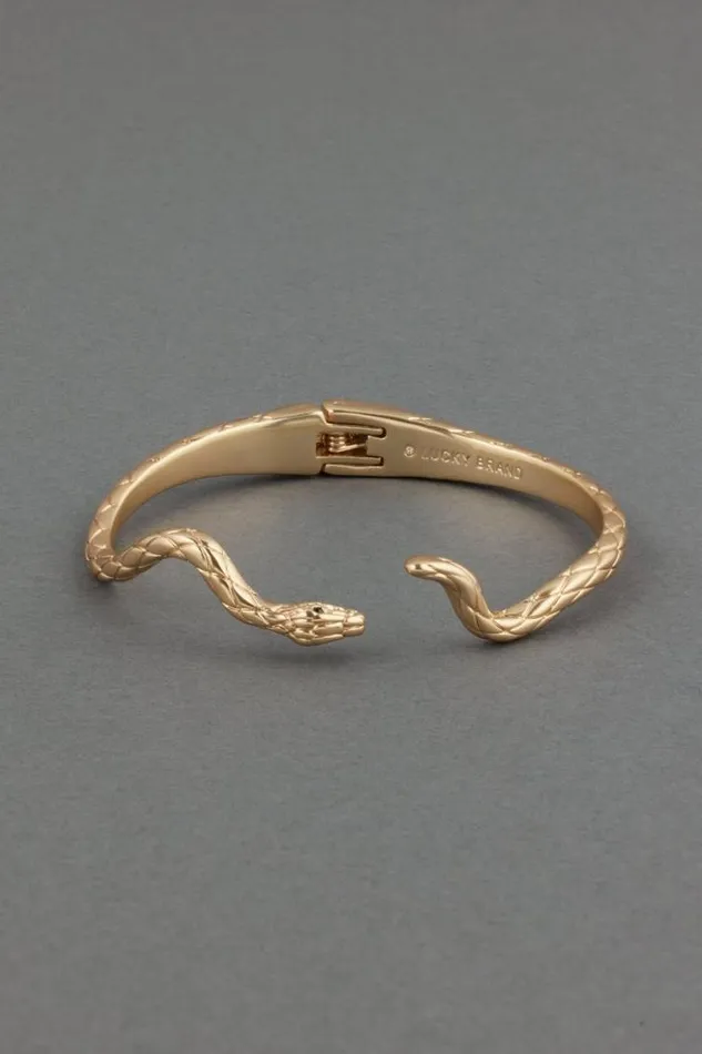 Women Lucky Brand Jewelry Snake Hinge Cuff Gold