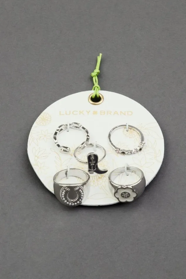Women Lucky Brand Jewelry Western Ring Set Silver