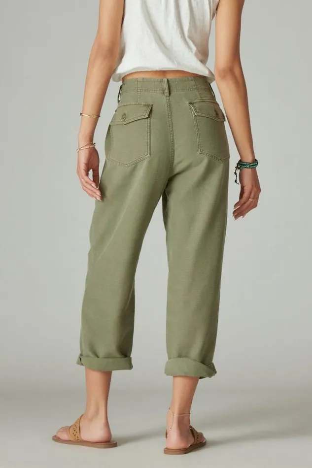 Women Lucky Brand Pants Easy Pocket Utility Pant Dusty Olive