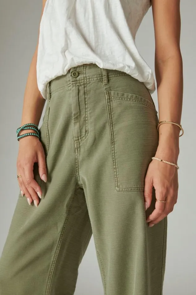 Women Lucky Brand Pants Easy Pocket Utility Pant Dusty Olive