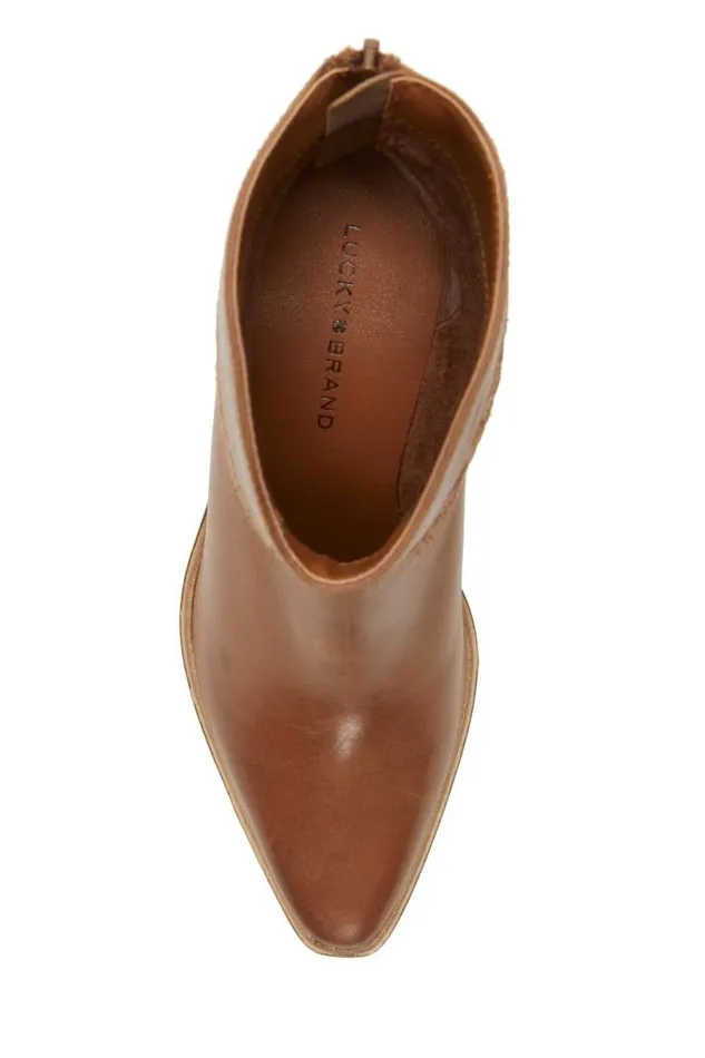 Women Lucky Brand Shoes Aryleis Western Bootie Open Brownrust