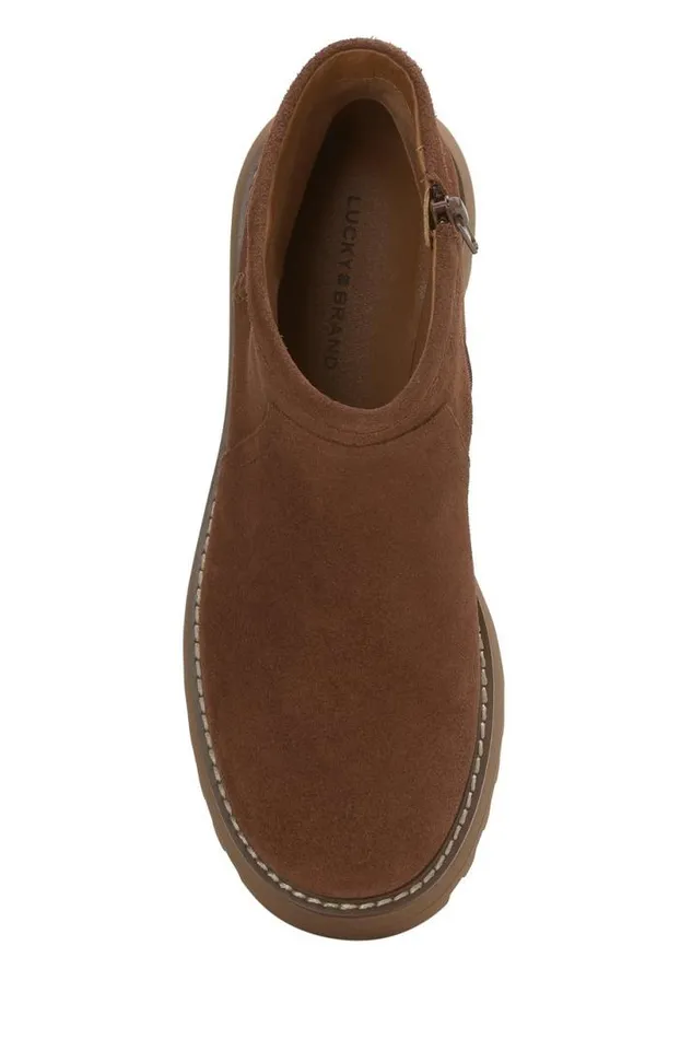 Women Lucky Brand Shoes Chameli Lug Bootie Dark Brown