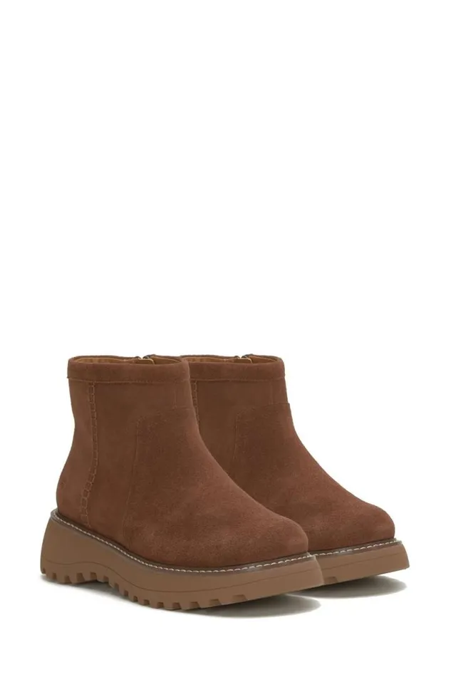 Women Lucky Brand Shoes Chameli Lug Bootie Dark Brown