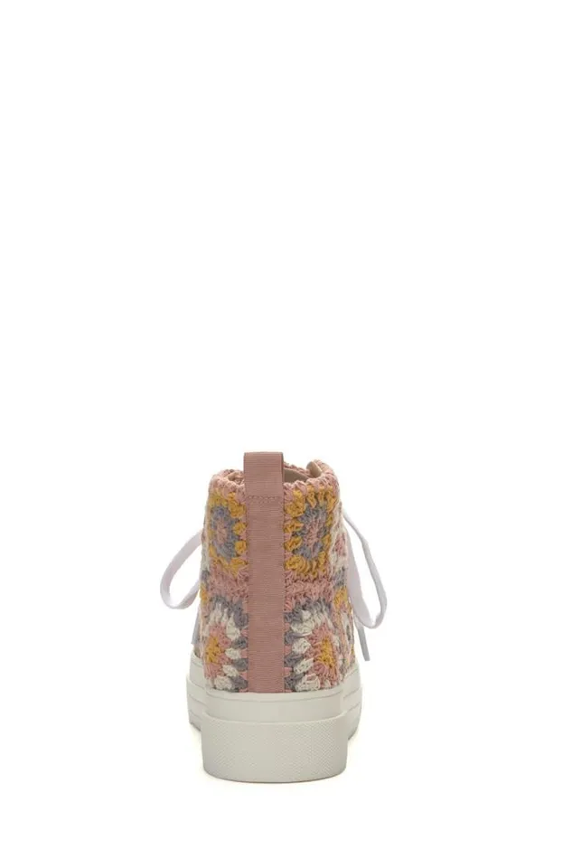 Women Lucky Brand Shoes Curla Crochet High Top Sneaker Light Pink