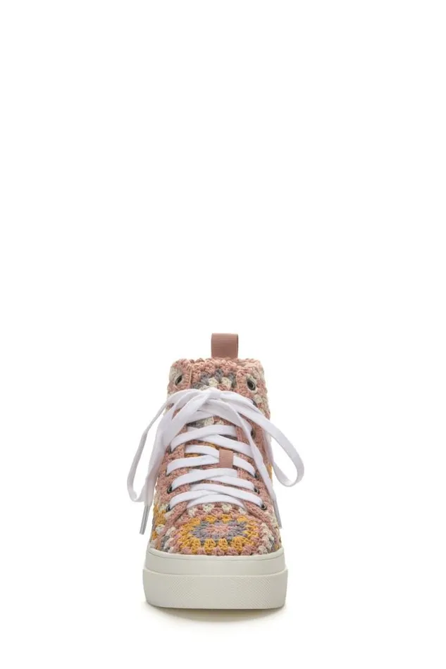 Women Lucky Brand Shoes Curla Crochet High Top Sneaker Light Pink