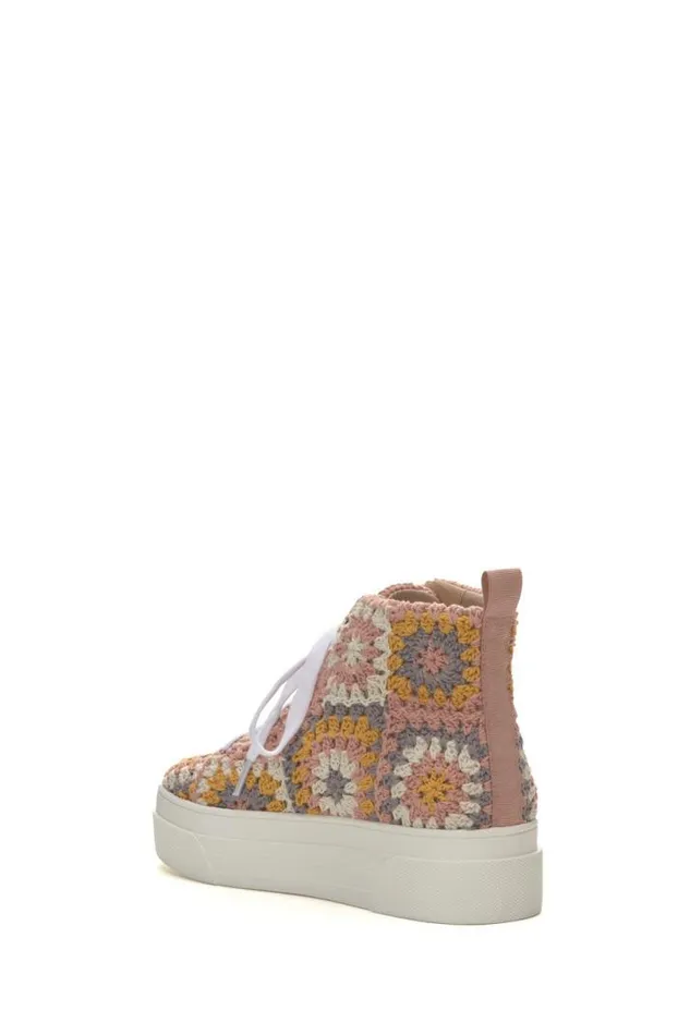 Women Lucky Brand Shoes Curla Crochet High Top Sneaker Light Pink