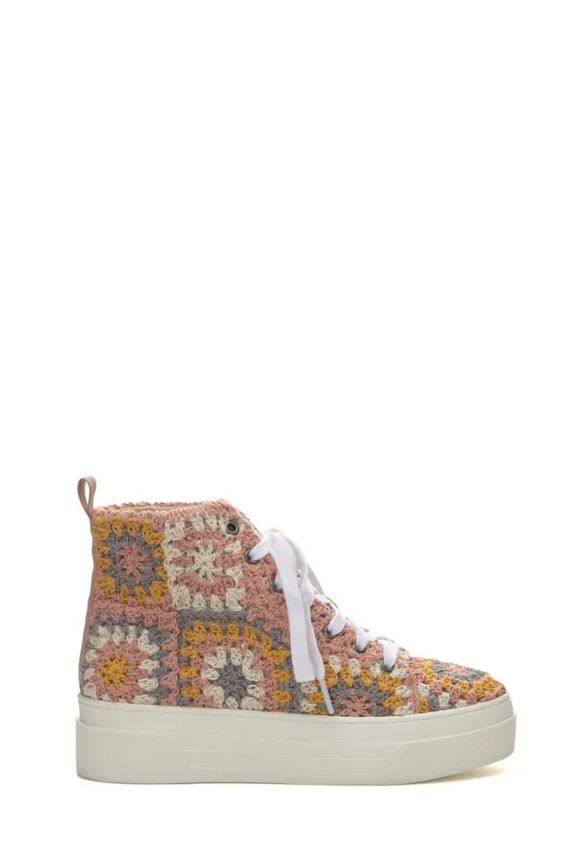 Women Lucky Brand Shoes Curla Crochet High Top Sneaker Light Pink