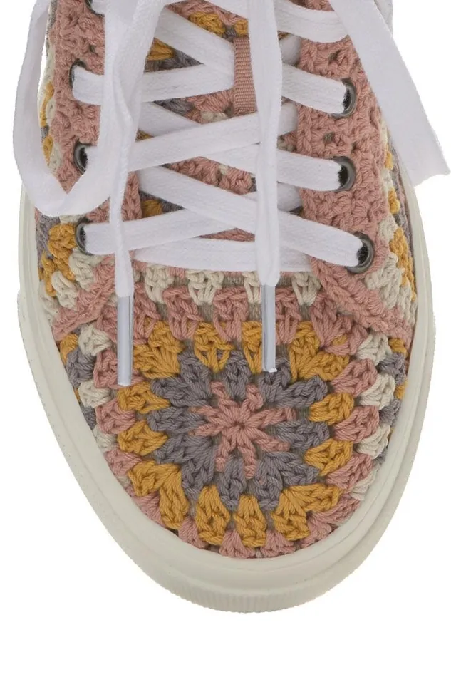 Women Lucky Brand Shoes Curla Crochet High Top Sneaker Light Pink
