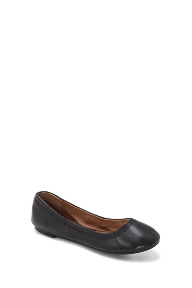 Women Lucky Brand Shoes Emmie Ballet Leather Flats Black