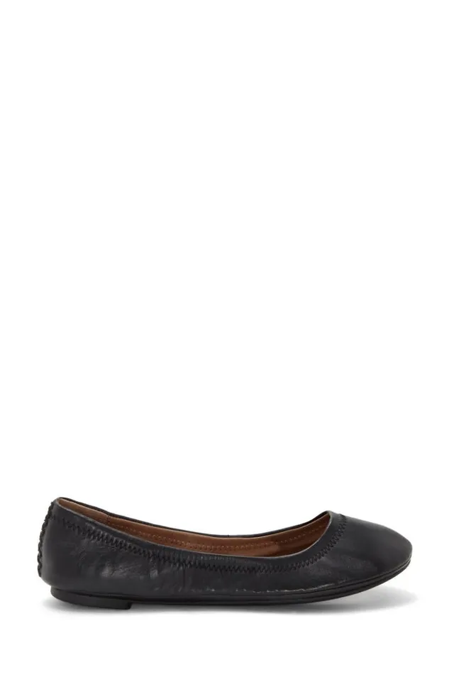 Women Lucky Brand Shoes Emmie Ballet Leather Flats Black