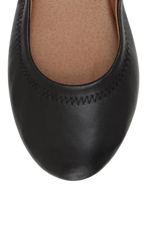Women Lucky Brand Shoes Emmie Ballet Leather Flats Black