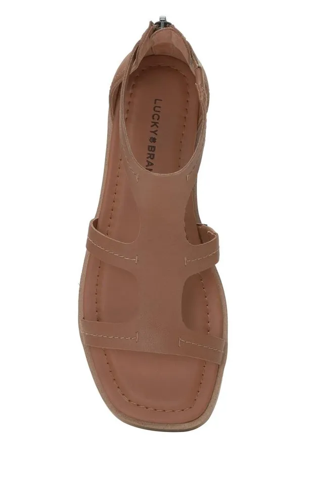 Women Lucky Brand Shoes Nayda Ankle Strap Sandal Medium Dark Beige