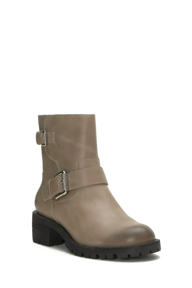 Women Lucky Brand Shoes Taini Biker Boot Medium Light Grey
