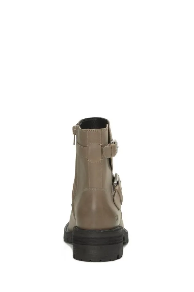 Women Lucky Brand Shoes Taini Biker Boot Medium Light Grey