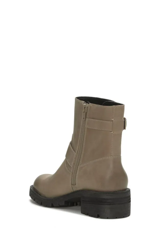Women Lucky Brand Shoes Taini Biker Boot Medium Light Grey