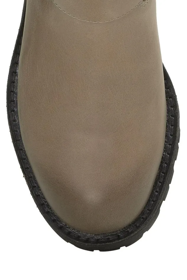Women Lucky Brand Shoes Taini Biker Boot Medium Light Grey