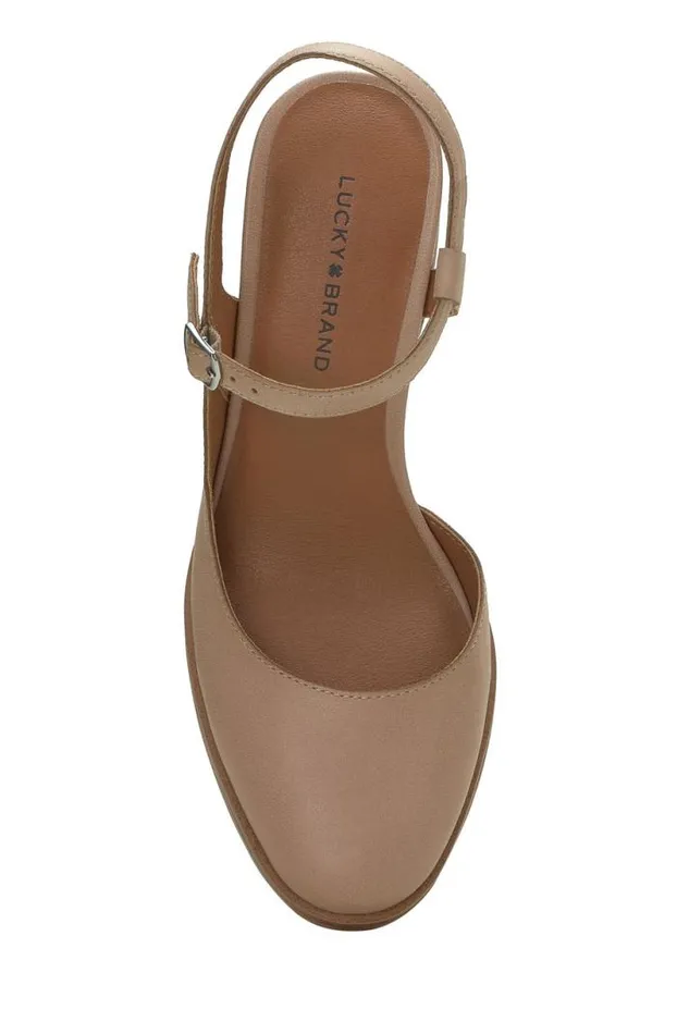 Women Lucky Brand Shoes Xarissa Mary Jane Heel Open Beigekhaki