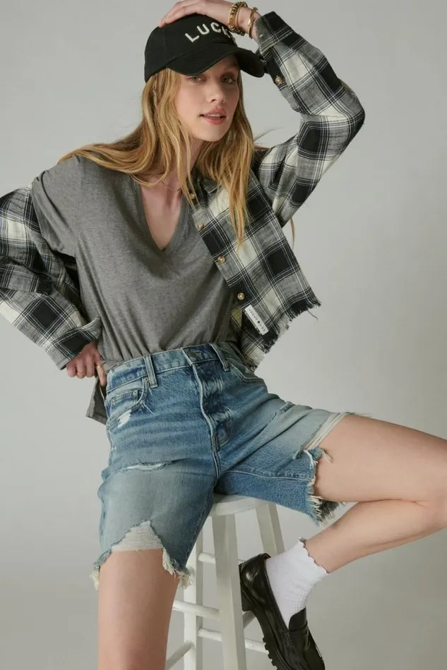 Women Lucky Brand Shorts 90s Loose Short Red Carpet Dest Ct