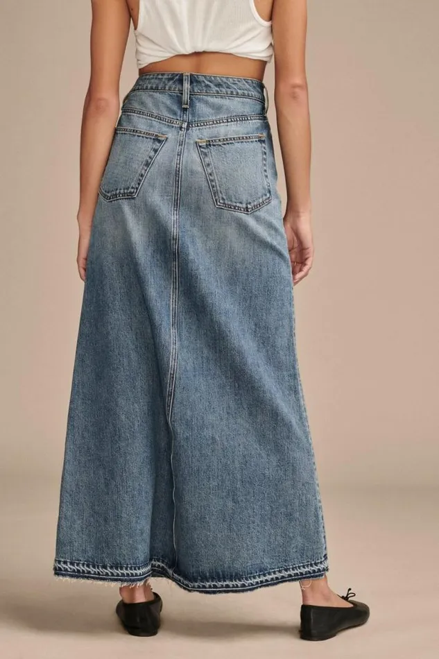 Women Lucky Brand Skirts Denim Maxi Skirt Mackie Wash