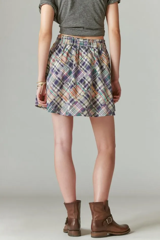 Women Lucky Brand Skirts Patchwork Mini Skirt Heritage Patchwork