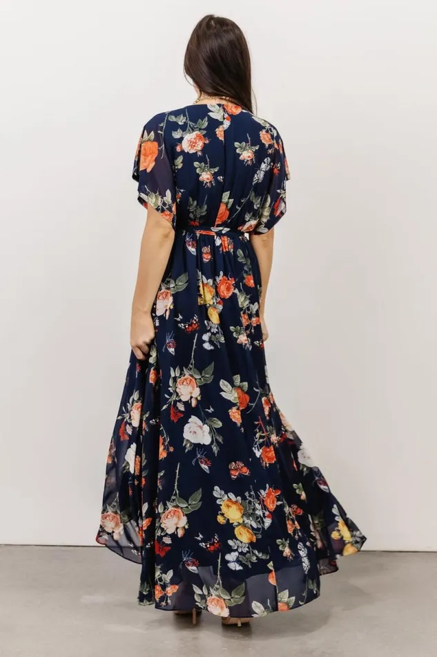Women Madeline Maxi Dress Navy Coral Floral Baltic Born Maxi Dresses Women Madeline Maxi Dress Navy Coral Floral Baltic Born Maxi Dresses