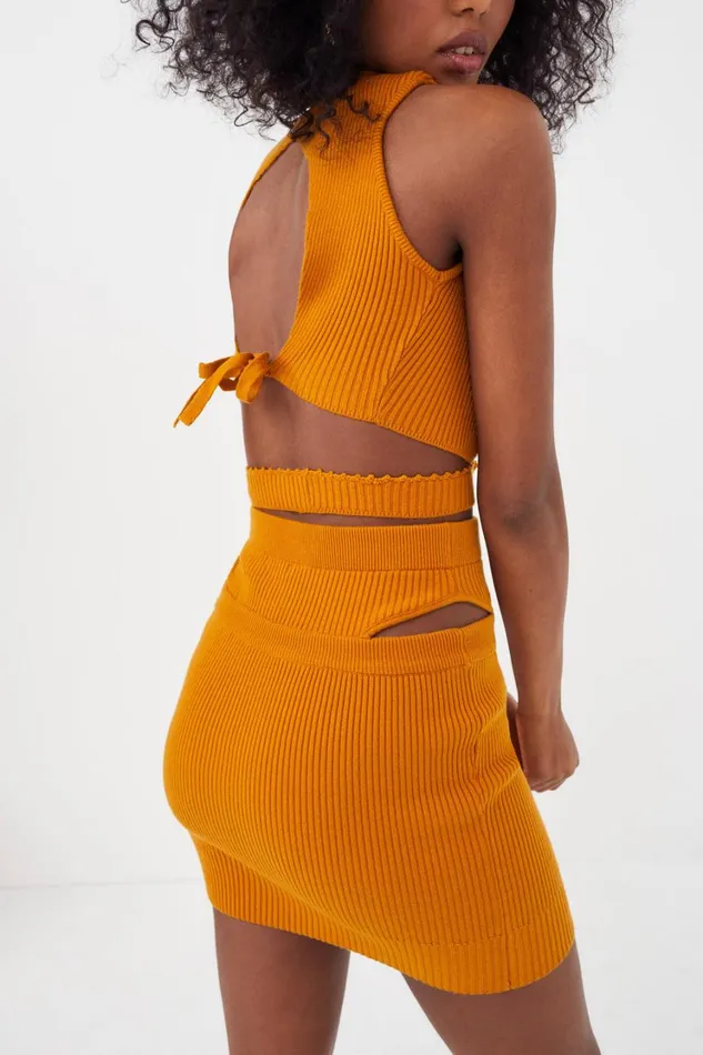 Women Maggie Mini Skirt Orange For Love and Lemons Knitwear Women Maggie Mini Skirt Orange For Love and Lemons Knitwear