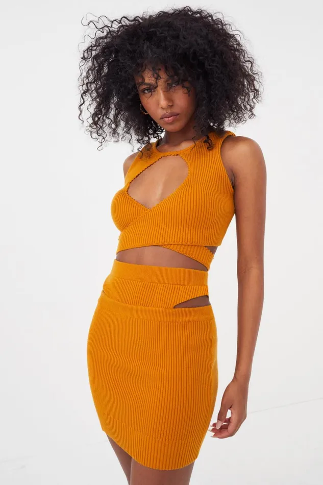 Women Maggie Mini Skirt Orange For Love and Lemons Knitwear Women Maggie Mini Skirt Orange For Love and Lemons Knitwear