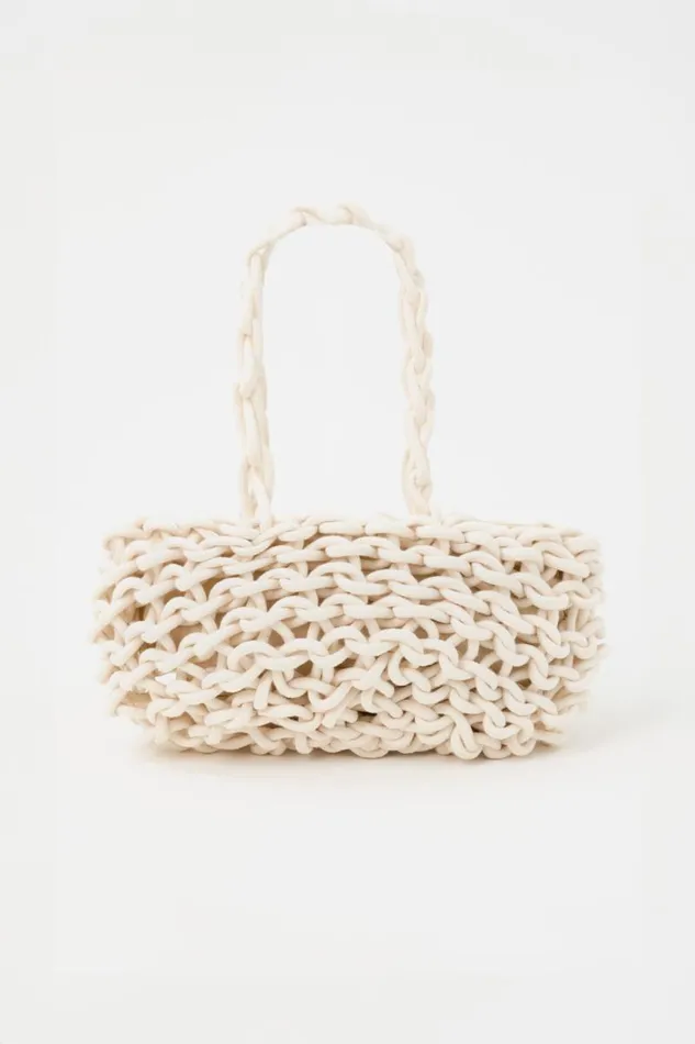 Women MALENA Braided Shoulder Bag Bone LAMARQUE Bags Women MALENA Braided Shoulder Bag Bone LAMARQUE Bags