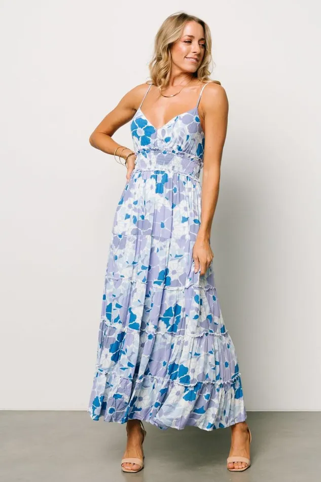 Women Malia Cross Back Maxi Dress Blue Purple Multi Baltic Born Maxi Dresses