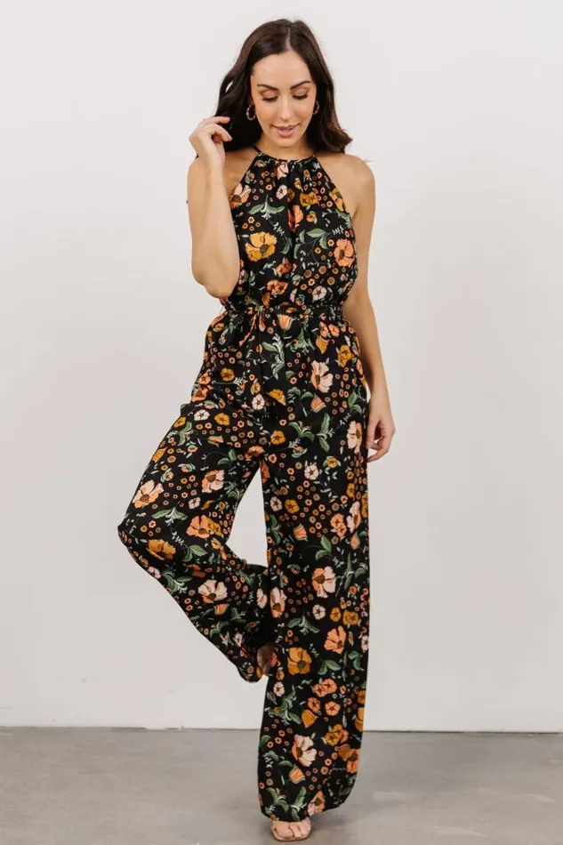 Women Mallory High Neck Jumpsuit Black Vintage Floral Baltic Born Jumpsuits and Rompers Women Mallory High Neck Jumpsuit Black Vintage Floral Baltic Born Jumpsuits and Rompers