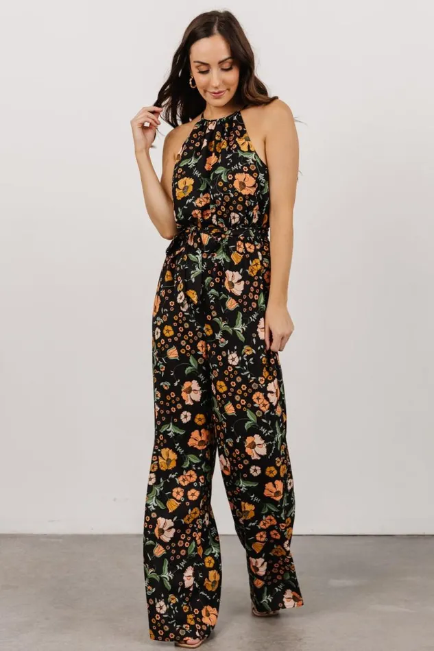 Women Mallory High Neck Jumpsuit Black Vintage Floral Baltic Born Jumpsuits and Rompers Women Mallory High Neck Jumpsuit Black Vintage Floral Baltic Born Jumpsuits and Rompers