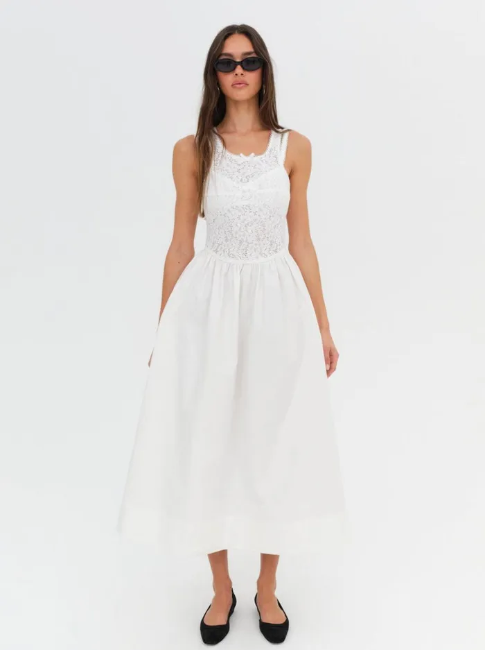 Women Mandy Midi Dress White For Love and Lemons Dresses