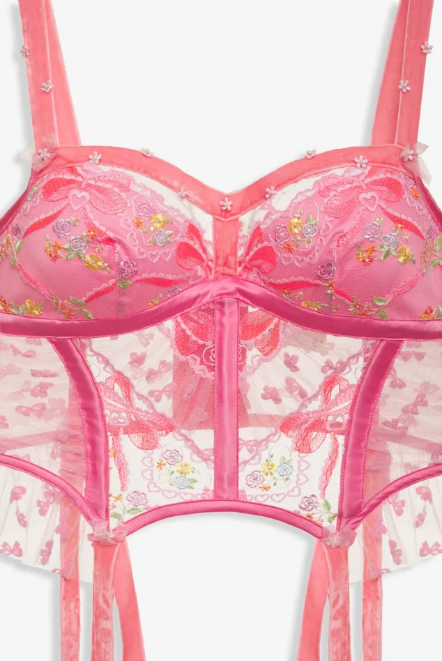 Women Marietta Embroidered Bustier Pink For Love and Lemons Lingerie Women Marietta Embroidered Bustier Pink For Love and Lemons Lingerie