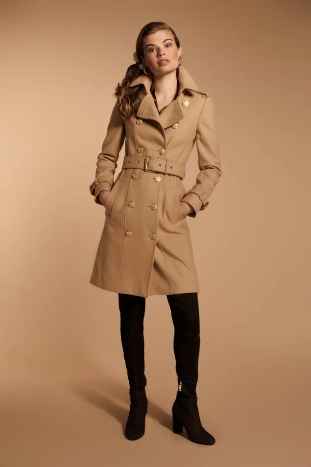 Women Marlborough Trench Coat Camel Holland Cooper Tailoring