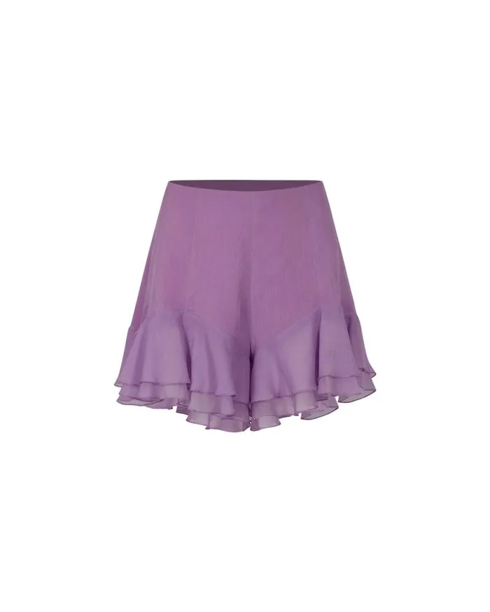 Women Matching Sets PatBO Chiffon Ruffle Shorts FINAL SALE Lilac
