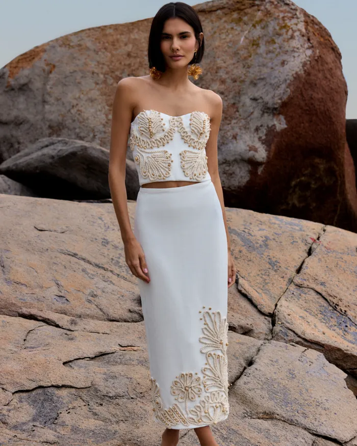 Women Matching Sets PatBO DUNE KNIT SKIRT Off White