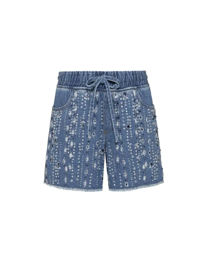 Women Matching Sets PatBO HAND BEADED DENIM SHORTS Denim