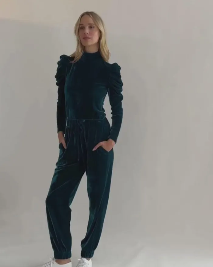 Women Matching Sets PatBO LUXE VELVET TURTLENECK FINAL SALE Azure