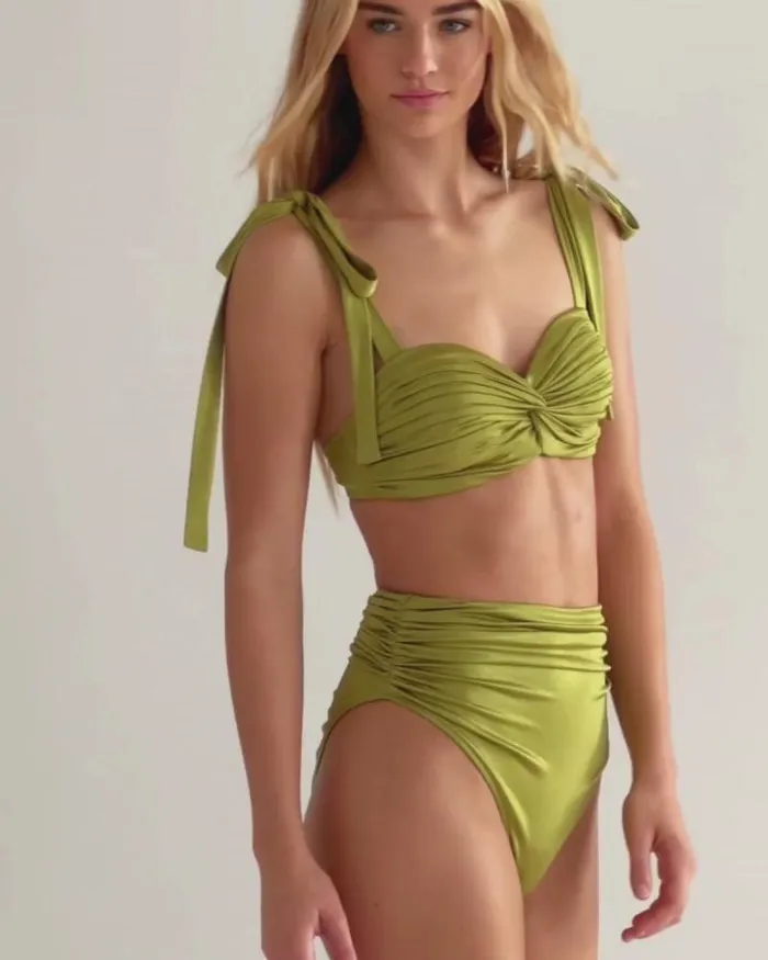 Women Matching Sets PatBO Metallic Jersey Bralette FINAL SALE Absinthe