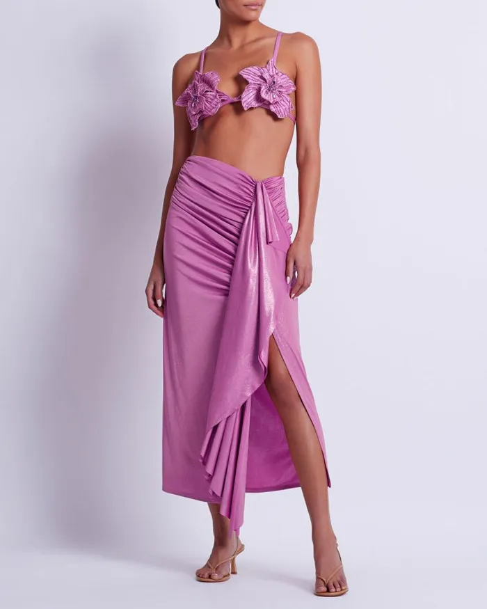 Women Matching Sets PatBO Metallic Jersey Midi Skirt FINAL SALE Lilac